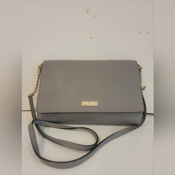KATE SPADE CROSSBODY GRAY LEATHER HANDBAG‎ PURSE - Picture 1 of 6